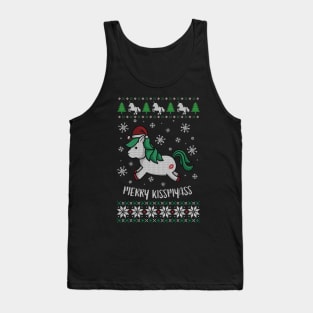 MerryKissMyAss cute kawaii unicorn ugly christmas sweater Tank Top